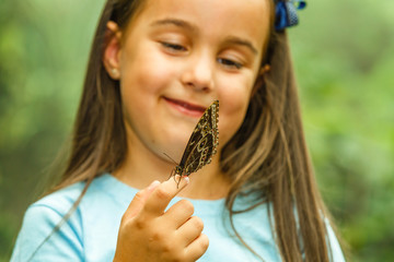 Butterfly on hand in jungle the beauty of nature