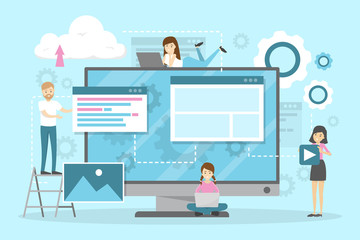 Wall Mural - website design and development horizontal banner set.