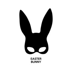 Easter bunny poster. happy easter with rabbit ears mask. Graphic template, tradition, art, easter bunny. isolated on white background. flat modern style trendy modern logo design vector illustration