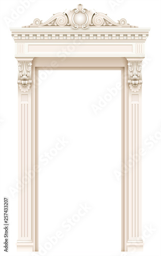 Dekoracja na wymiar  klasyczna-biala-architektoniczna-rama-fasady-drzwi