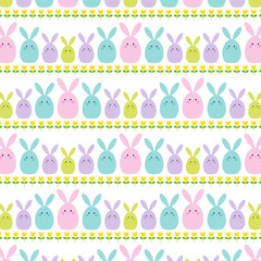 Wall Mural - Easter bunny and tulip stripe