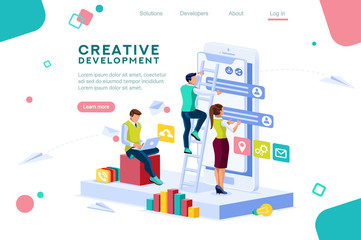 Wall Mural - career application parts, multimedia gadget. software interacting template for brainstorming. develo