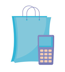 Sticker - dataphone device with bag shopping