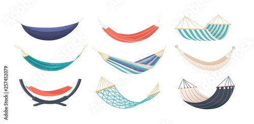 Collection of hammocks of different types isolated on white background Poster Mural XXL
