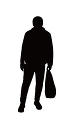 Wall Mural - man carrying shopping bag, silhouette vector