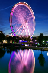 The Montreal Big Wheel La Grande Roue de Montreal in the Old Port at night