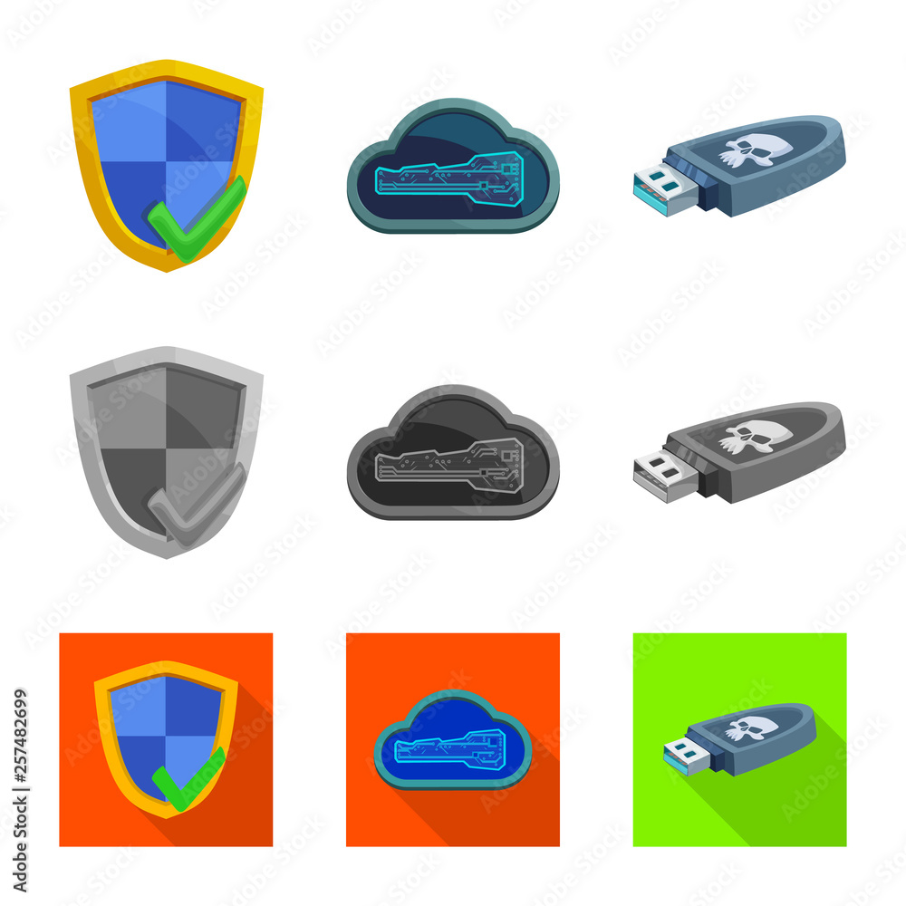 Vector design of virus and secure icon. Collection of virus and cyber ...