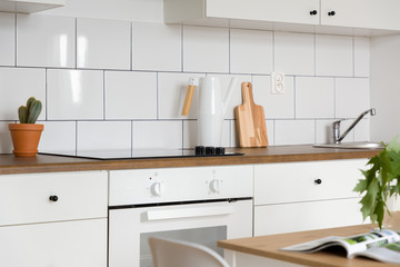 Canvas Print - Kitchen interior with white cupboards