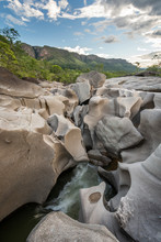 River Running Among Rocks In Vale Da Lua Moon Valley, Chapada Dos Veadeiros, Goias, Brazil