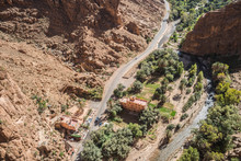 View Of Road Leading To Todra Gorge, Atlas Mountains, Morocco