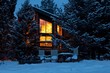 © Cavan Images - Illuminated home in snow forest