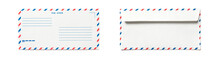 Blank Airmail Envelope Isolated, Front And Back Views. Set Of Double Side.