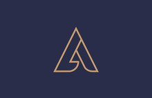 Brown Blue Line Alphabet Letter A Logo Company Icon Design
