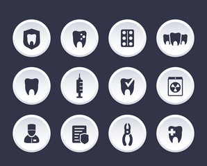 Canvas Print - Teeth, oral medicine, dental care, stomatology, dentistry vector icons set