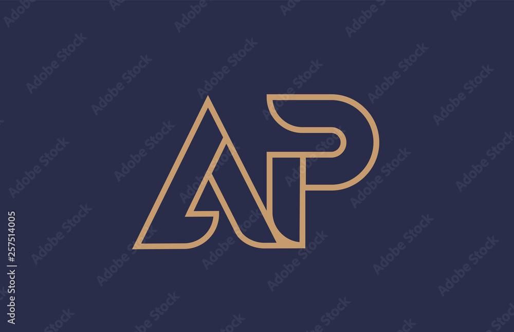 brown blue line alphabet letter AP A P logo combination company icon ...