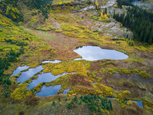 Aerial View Of Meadow With Small Ponds, Crested Butte, Colorado, USA