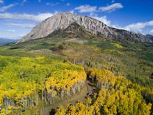 Scenery Of Mountain And Forest In Autumn, Kebler Pass Near Crested Butte, Colorado, USA
