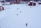 Fototapeta  - Winter holidays skiing at Sapporo Kokusai, Hokkaido, Japan.