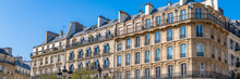 Paris, Beautiful Building In The Marais, Typical Parisian Facade And Windows