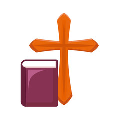 Sticker - cross catholic with bible holy