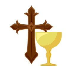 Poster - cross catholic with chalice sacred