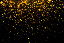 Glitter Gold Bokeh Colorfull Blurred Abstract Background For Birthday, Anniversary, Wedding, New Year Eve Or Christmas