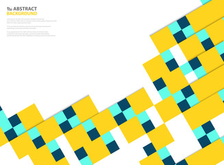 Wall Mural - abstract colors square paper cut pattern modern design in yellow, blue on white background. you can 
