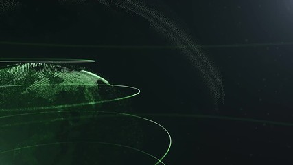 Wall Mural - abstract green sphere is turning around. connected crystal green dots with lines. globalization inte