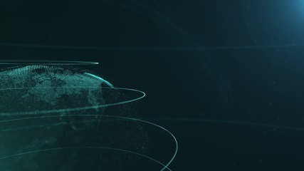 Wall Mural - abstract sphere is turning around. connected crystal light blue dots with lines. globalization inter