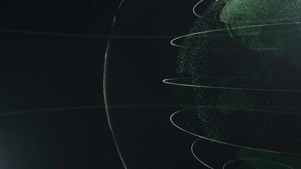 Wall Mural - abstract sphere. cropped sphere. connected green dots with lines. globalization interface. planet is