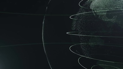 Wall Mural - abstract sphere. cropped sphere. connected yellowish green dots with lines. globalization interface.