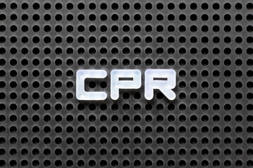 Sticker - Black color pegboard with white letter in word CPR (abbreviation of Cardiopulmonary resuscitation)