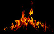 canvas print picture - Flame of fire on a black background