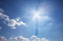 Christian Shining Cross In Blue Skies