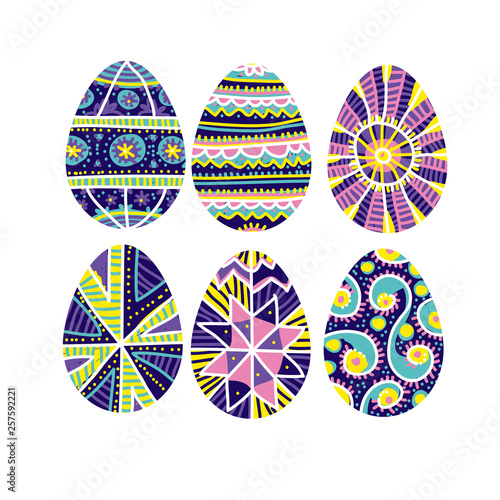 Easter eggs set with hand-drawn traditional decor