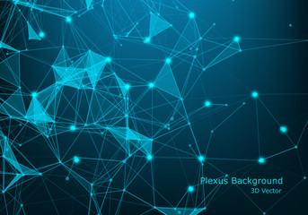 Abstract technology background. Science background. Big data. Background vector. Plexus effect. Network connection structure. Vector illustration. - Vector