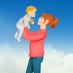 Wall Mural - mom with son