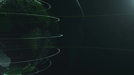 Wall Mural - abstract sphere. cropped. connected green dots with lines. globalization interface. planet is moving
