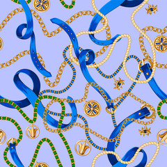 Wall Mural - Seamless pattern with belts and chains. Vector.