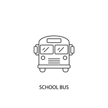 School Bus Vector Icon, Outline Style, Editable Stroke