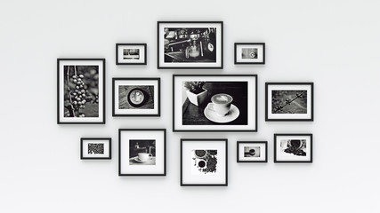 Photo frame on wall - coffee picture(3d rendering)