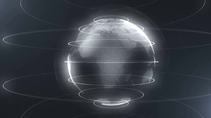 Wall Mural - white abstract sphere. connected white dots with lines. globalization interface. planet is looping i