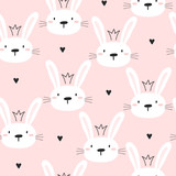 Fototapeta Dinusie - Seamless pattern with cute little bunny. vector illustration