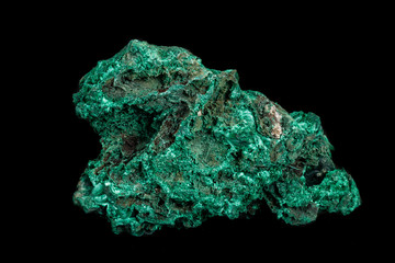 Wall Mural - Macro of a mineral stone Malachite on a black background