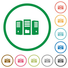 Poster - File server flat icons with outlines