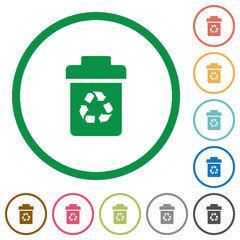 Wall Mural - Recycle bin flat icons with outlines