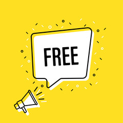 Wall Mural - male hand holding megaphone with free speech bubble. loudspeaker. banner for business, marketing and