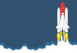 Space shuttle launch illustration. Business or project startup banner concept. Flat style illustration.