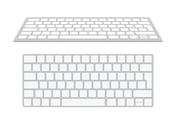 Modern aluminum computer keyboard isolated on white background. Vector illustration.