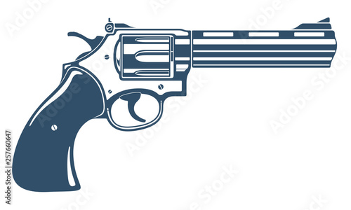 Cuadros en Lienzo Revolver gun vector illustration, detailed handgun isolated on white background